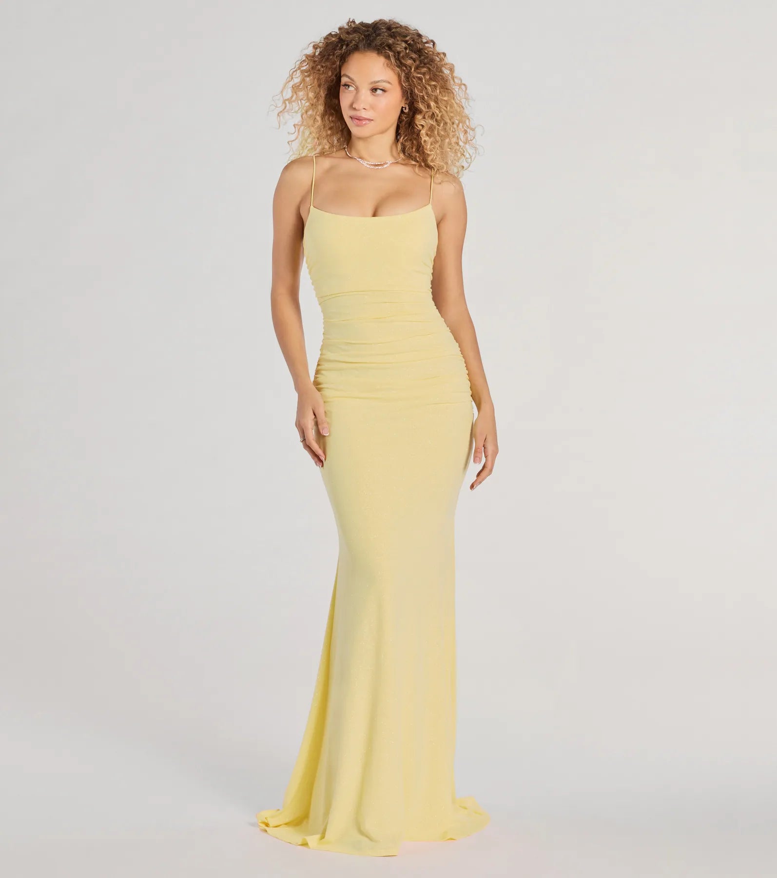 Rowan Formal Glitter Ruched Mermaid Dress
