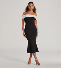 Enticing Sultry Off-The-Shoulder Mermaid Midi Dress