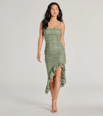 Enchanted Moment Floral Ruffled Lace Midi Dress