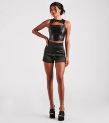 Cut To The Style Faux Leather Crop Top