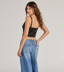 Glam Vibes Satin Sleeveless Crop Top