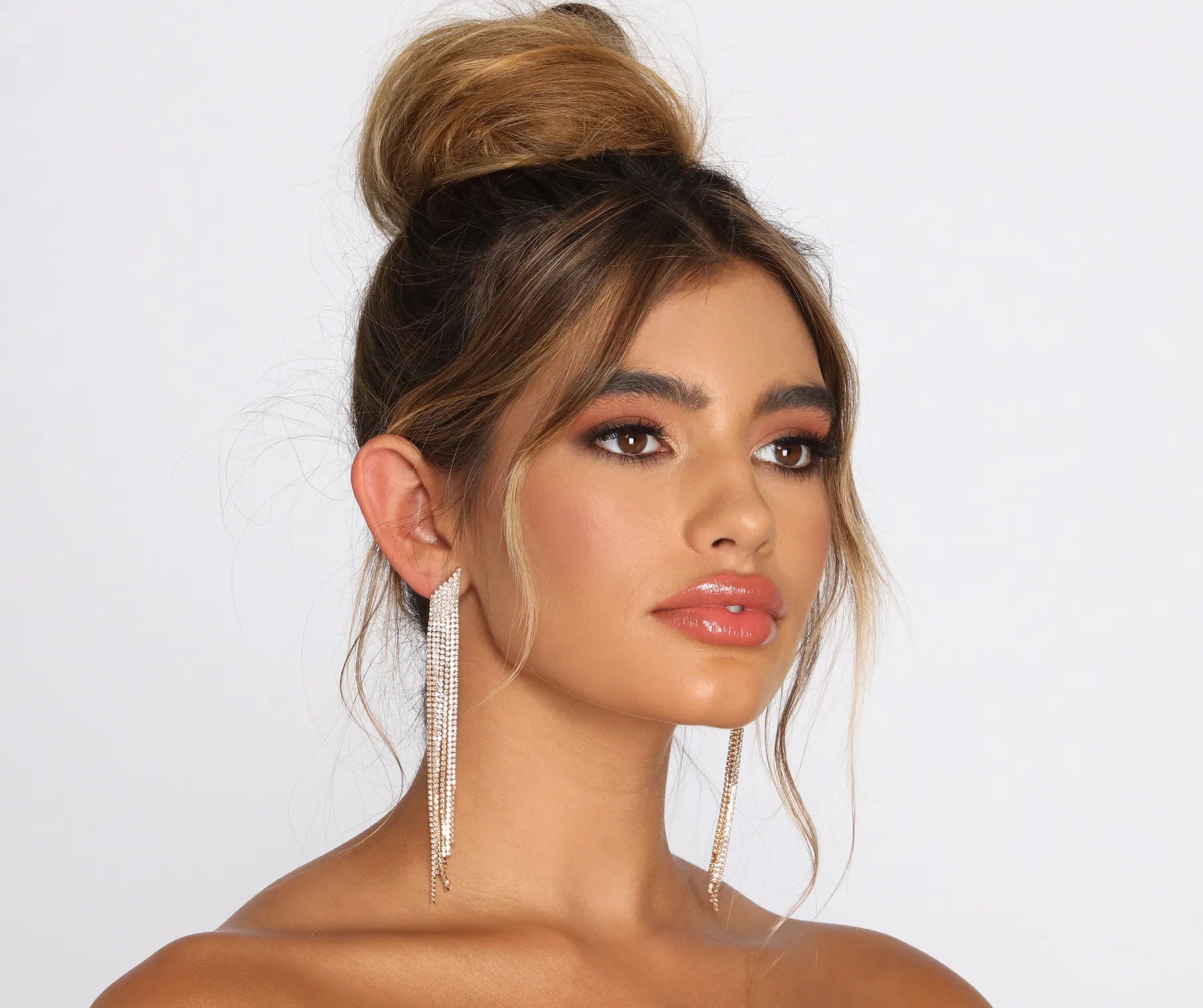 Just A Lil' Rhinestone Fringe Earrings