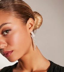 Glam Artistry Rhinestone Fringe Earrings