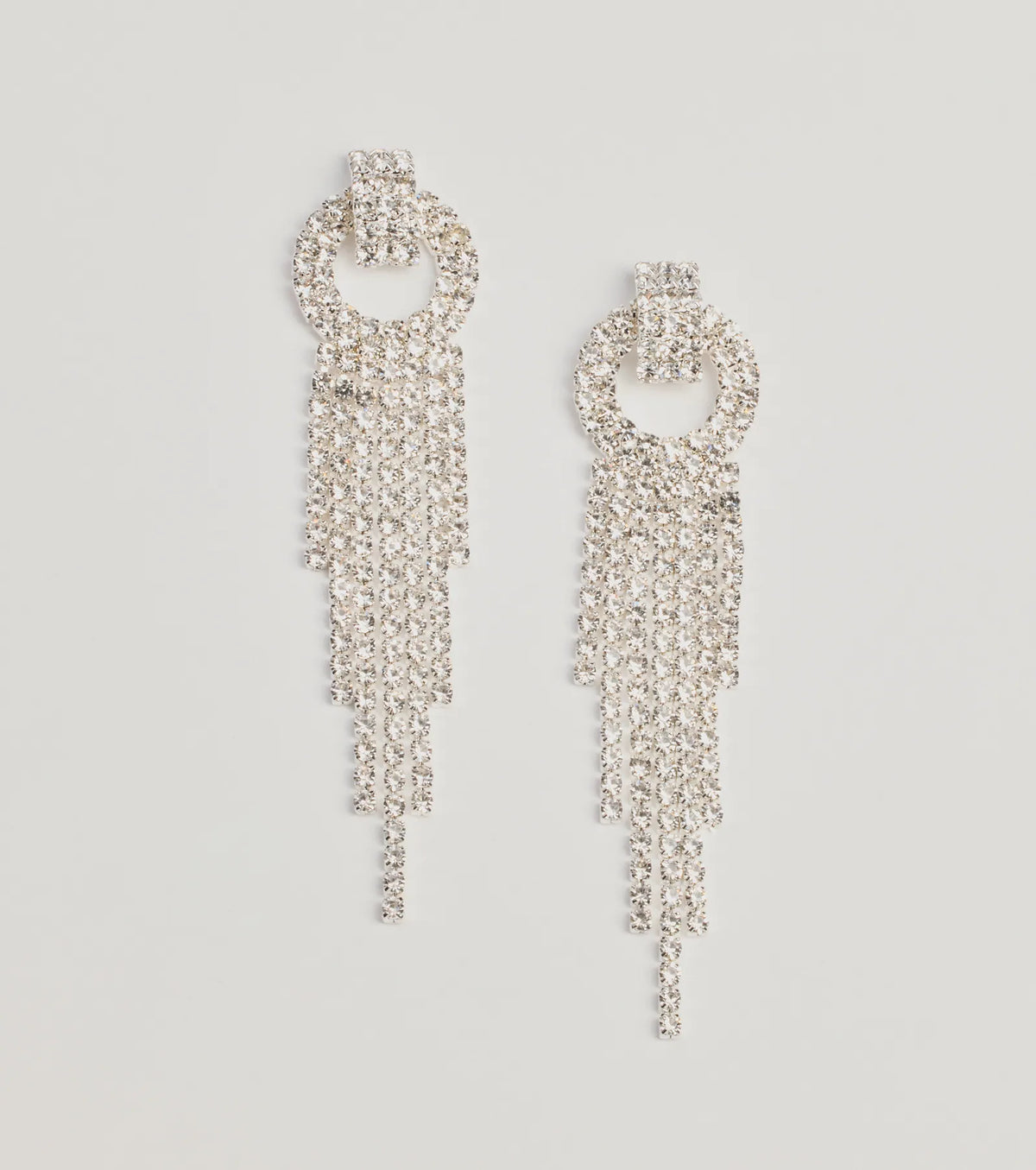 Bold Glam Rhinestone Fringe Statement Earrings
