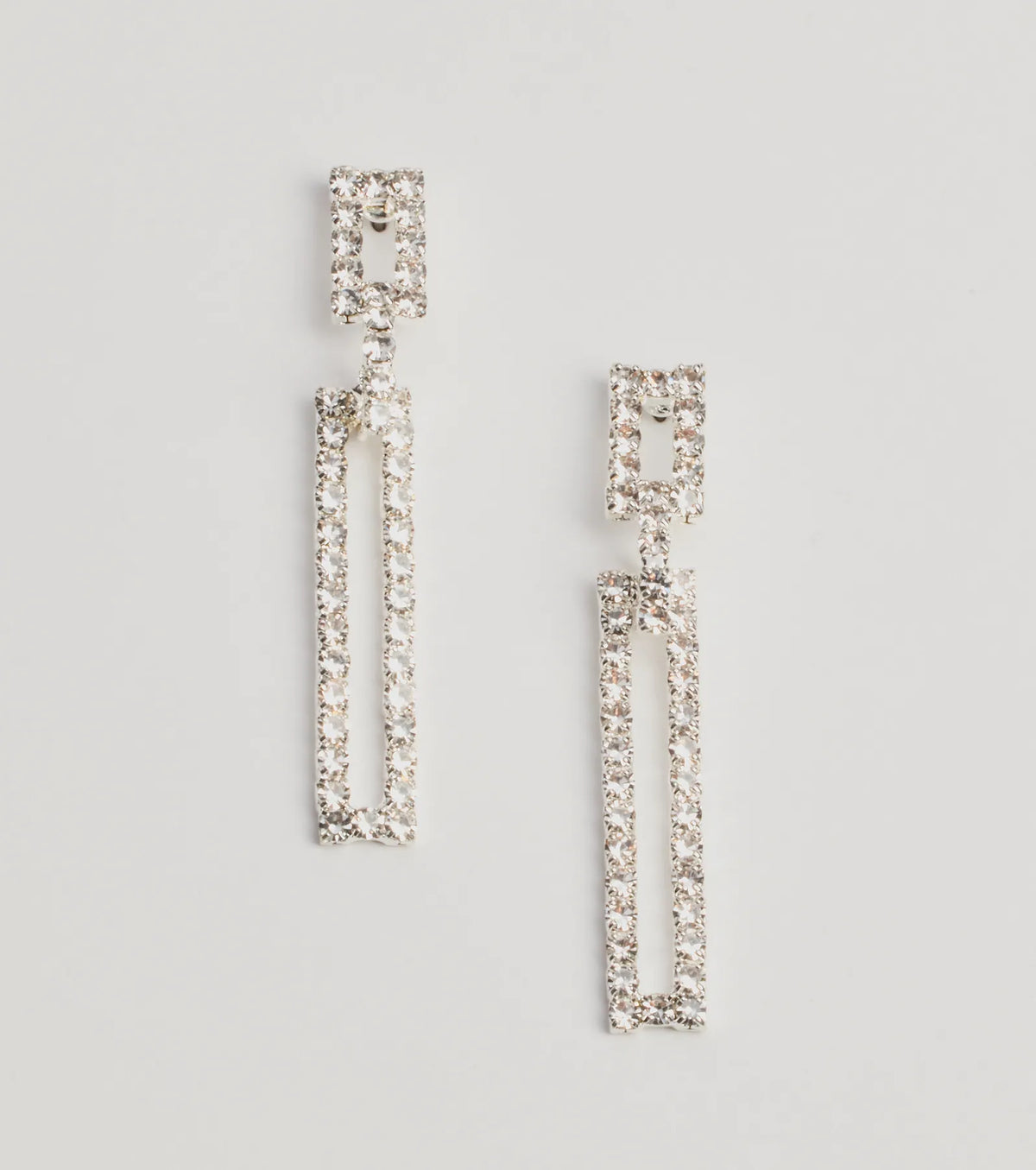 Glam Moves Rhinestone Rectangular Duster Earrings