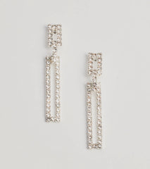 Glam Moves Rhinestone Rectangular Duster Earrings