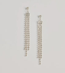 Endless Shine Rhinestone Fringe Earrings