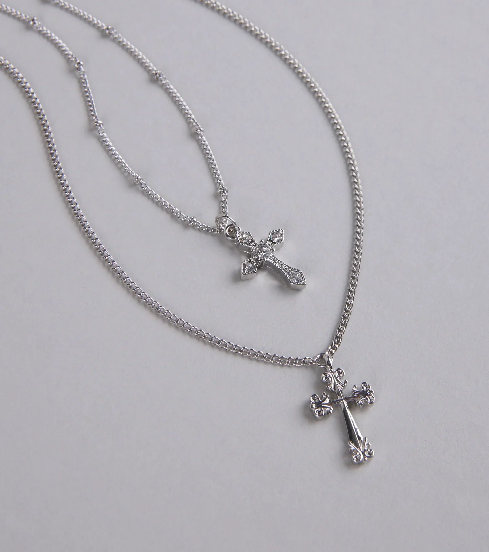 Joyful Glam Layered Cross Charm Necklace