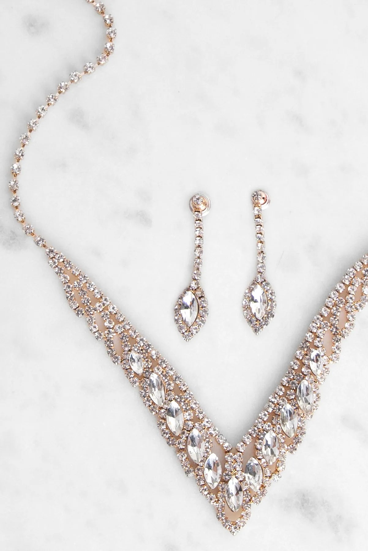 Elegant Tear Drop Rhinestone Set