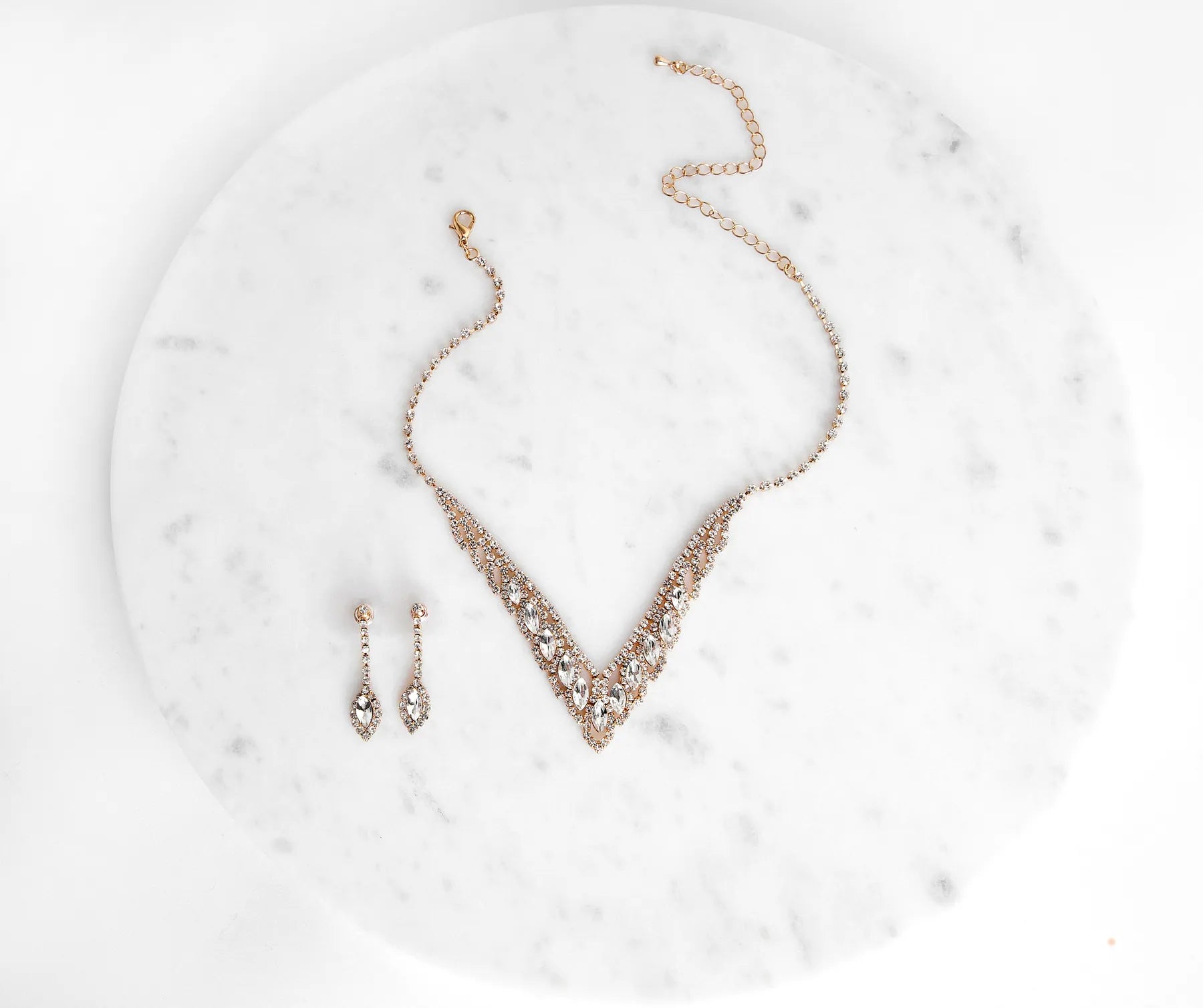 Elegant Tear Drop Rhinestone Set