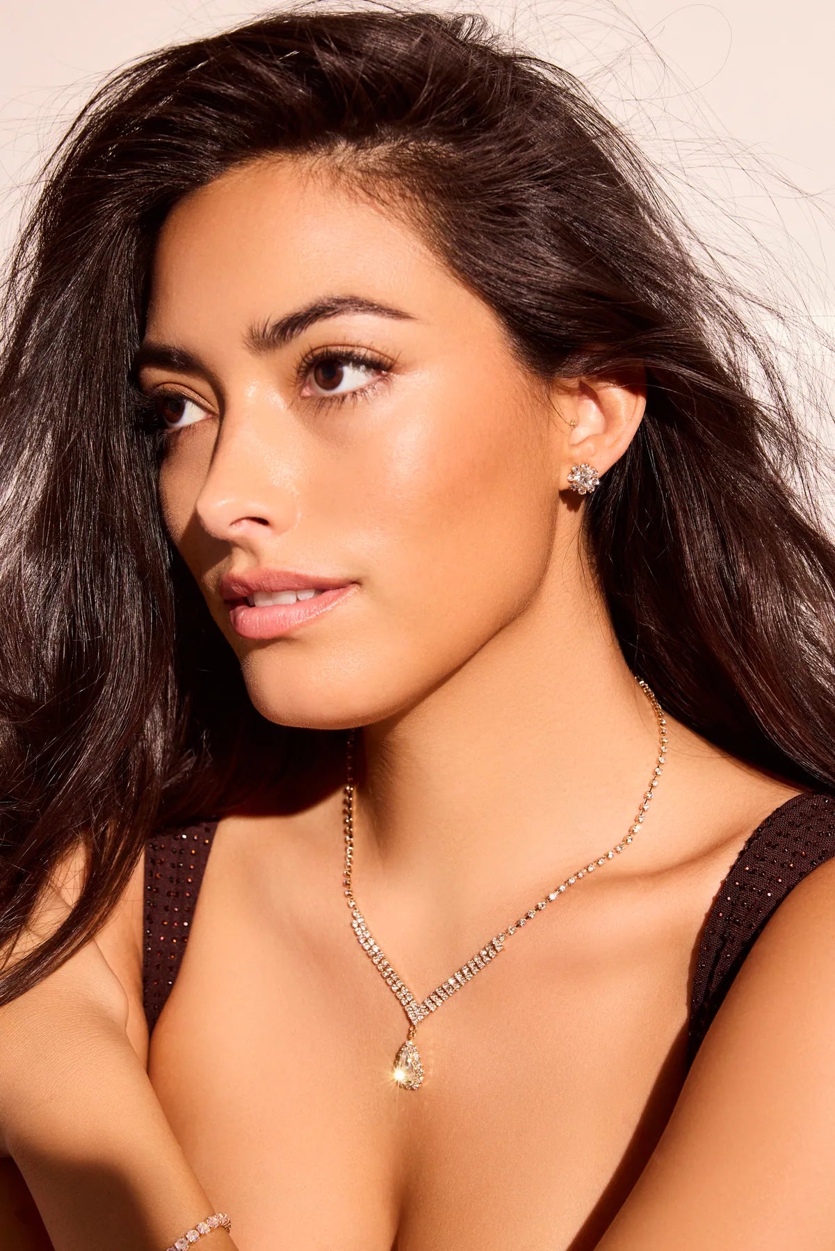 Elegant Style Rhinestone Necklace And Earrings Set
