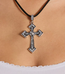 Edgy Gothic Rhinestone Cross Necklace