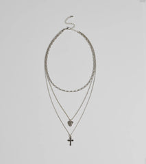 Cross My Heart Layered Necklace