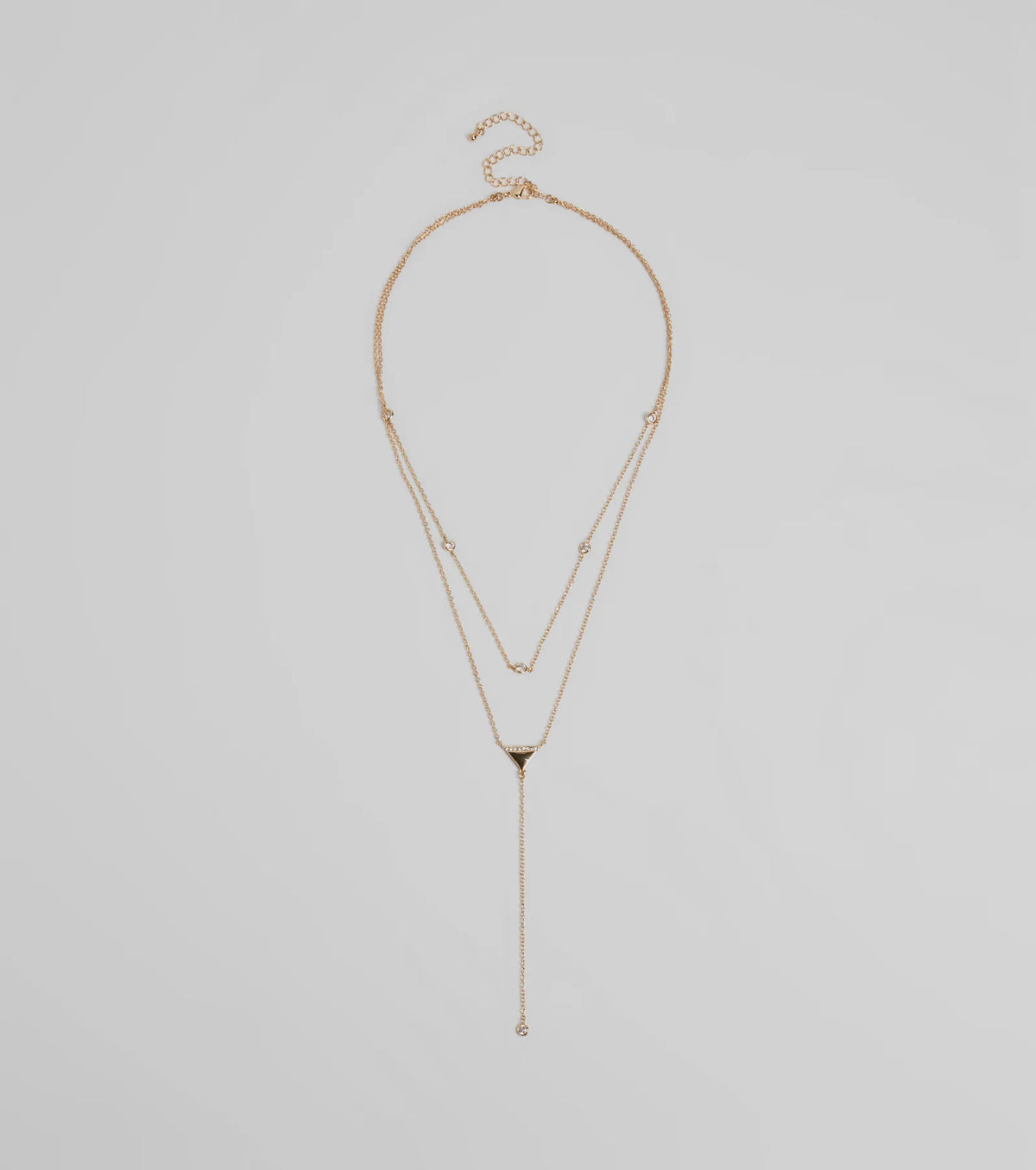Highly Favored Triangle Rhinestone Lariat Necklace