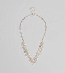 Glam Edge Rhinestone Fringe Necklace