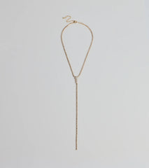 Luxe Glam Rhinestone And Pearl Lariat Necklace