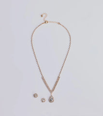 My Moment Rhinestone Necklace And Earrings Set
