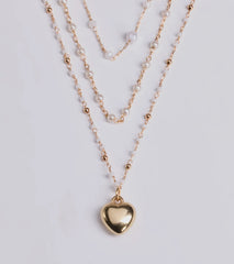 All My Heart Faux Pearl Lariat Pendant Necklace Set