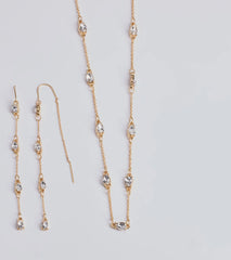 Delicate Ice Rhinestone Necklace And Earrings Set
