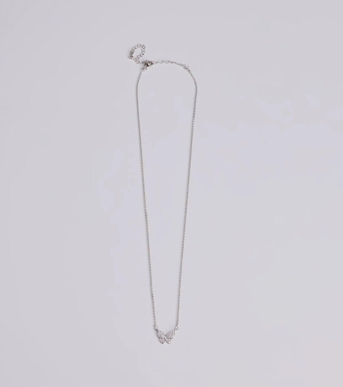 Glam Cutie Dainty Rhinestone Butterfly Charm Necklace