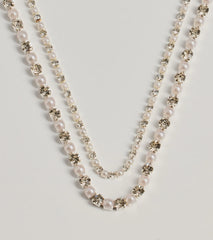 Shimmering Treasure Rhinestone And Pearl Choker