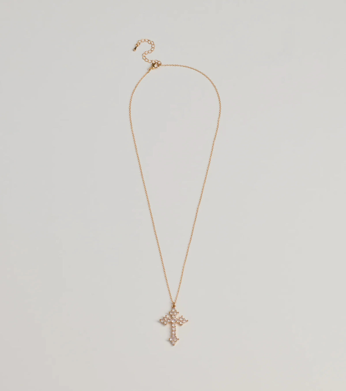 Divine Charm Rhinestone Cross Pendant Necklace