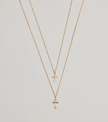 Joyful Glam Layered Cross Charm Necklace
