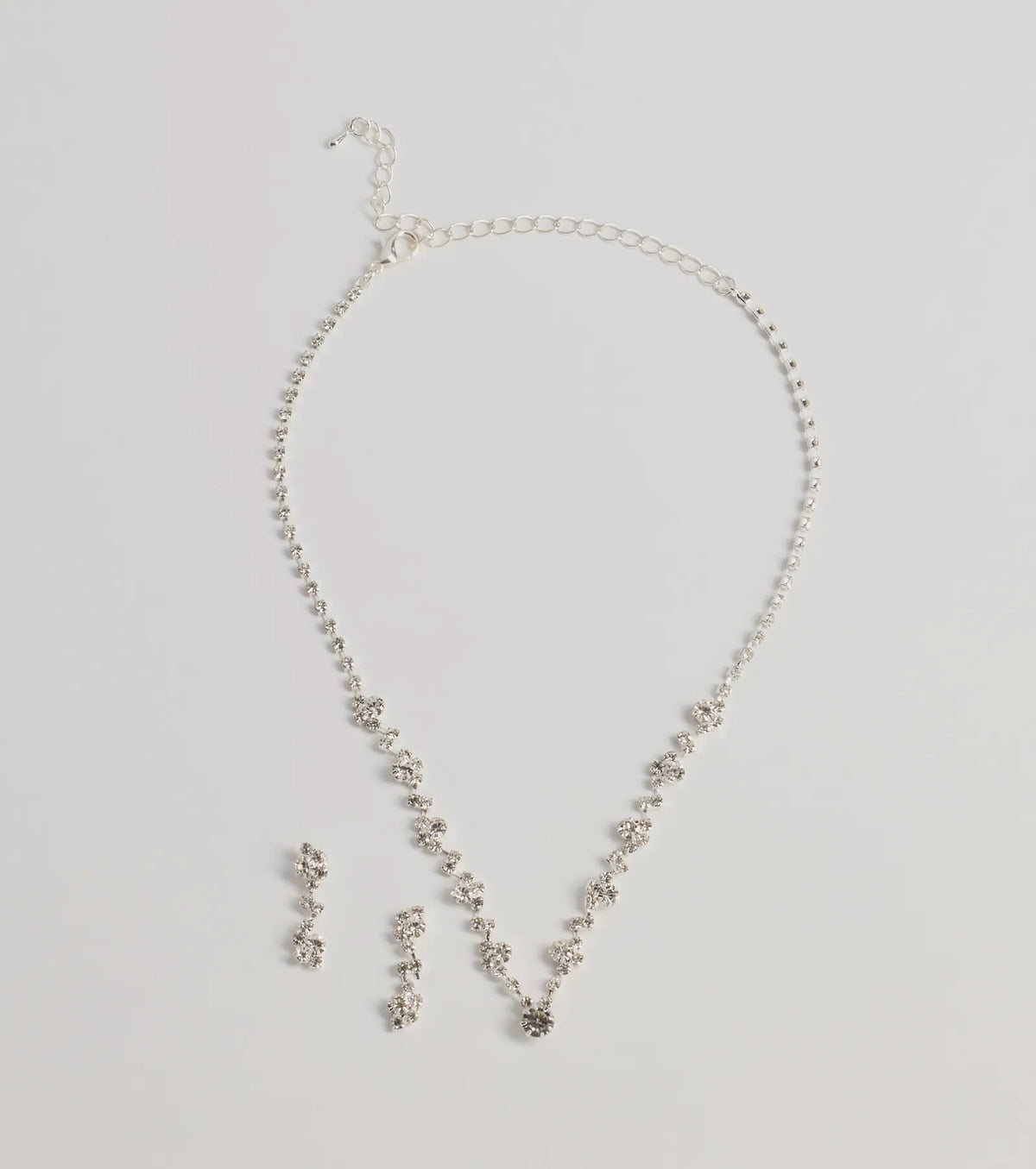 Shimmering Statement Rhinestone Cluster Necklace Set