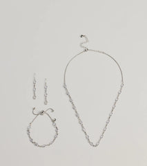 Bloom In Sparkles Necklace, Earrings, And Bracelet Set