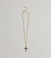Glam Trend Gemstone Cross Chain Necklace