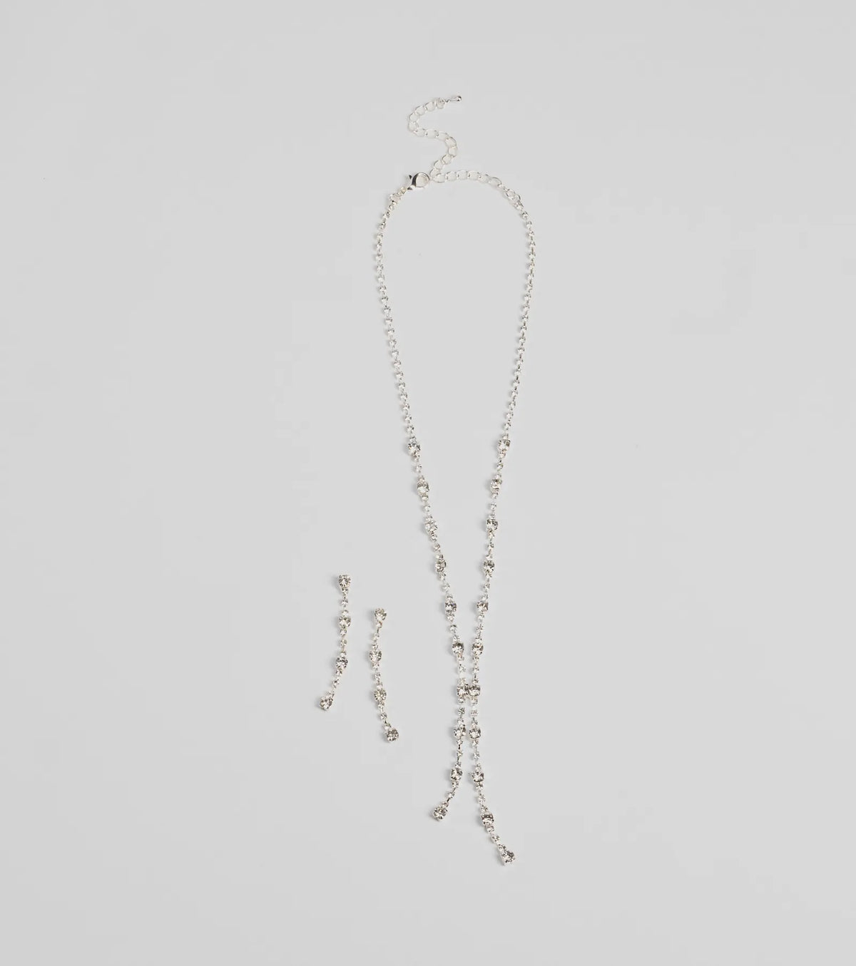 Glam Shine Rhinestone Lariat Necklace Set