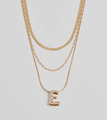 E Initial Layered Bubble Necklace