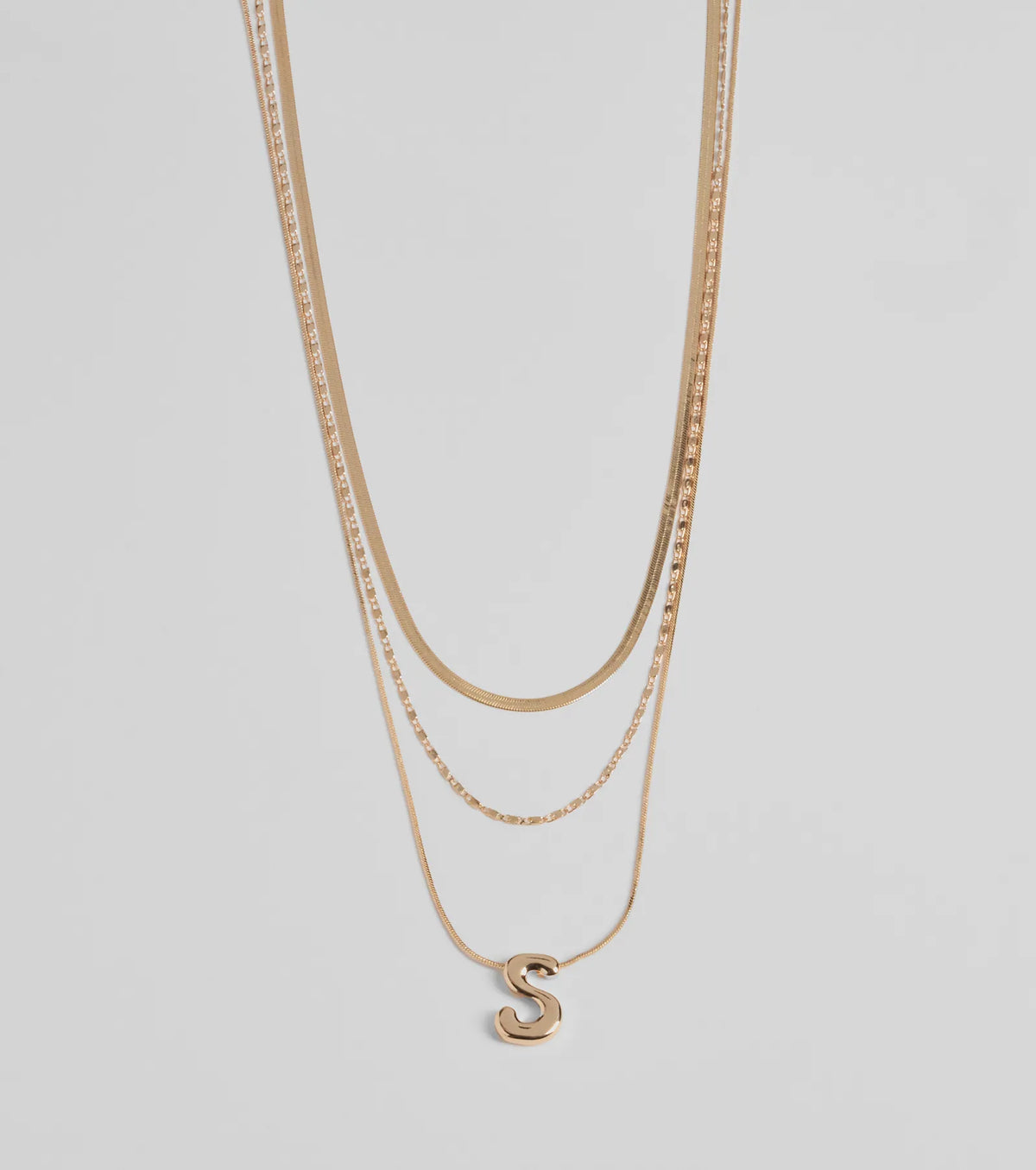 S Initial Layered Bubble Necklace