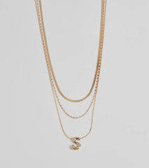 S Initial Layered Bubble Necklace