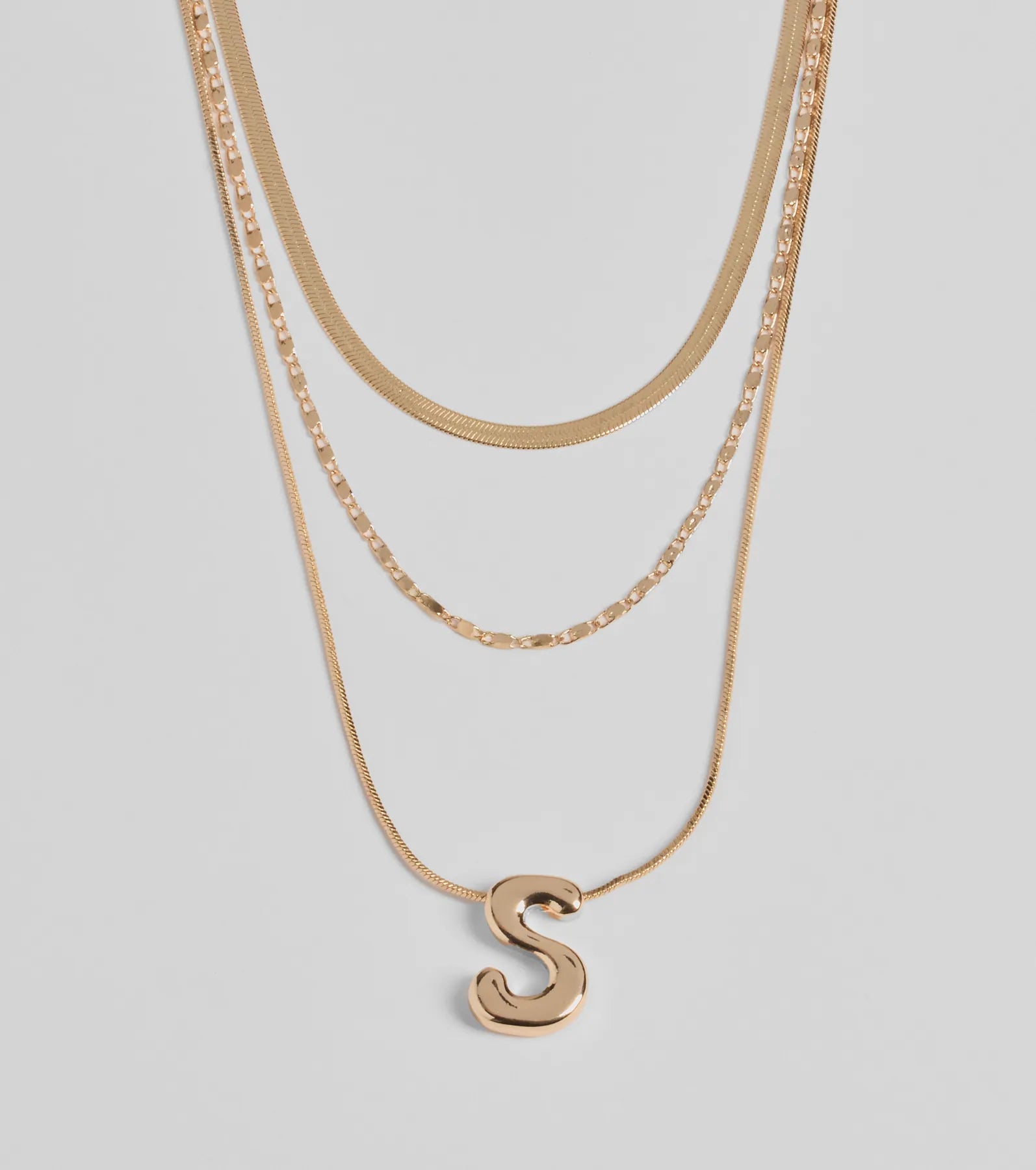 S Initial Layered Bubble Necklace