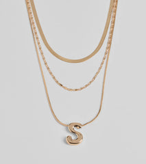 S Initial Layered Bubble Necklace