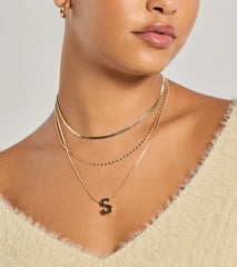 S Initial Layered Bubble Necklace