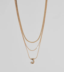 J Initial Layered Bubble Necklace