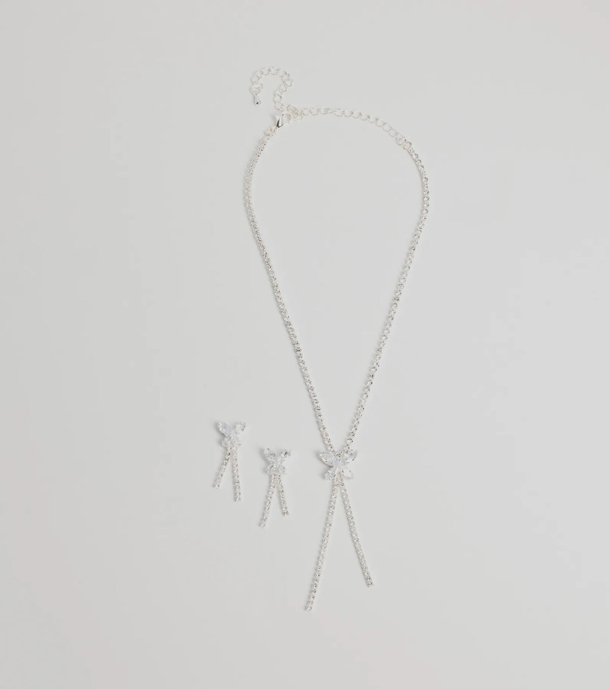 Luxe Butterfly Rhinestone Necklace And Earrings Set