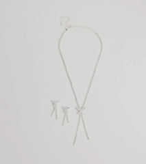 Luxe Butterfly Rhinestone Necklace And Earrings Set
