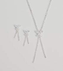Luxe Butterfly Rhinestone Necklace And Earrings Set