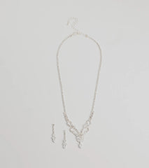Glam Perfection Rhinestone Necklace And Earrings Set