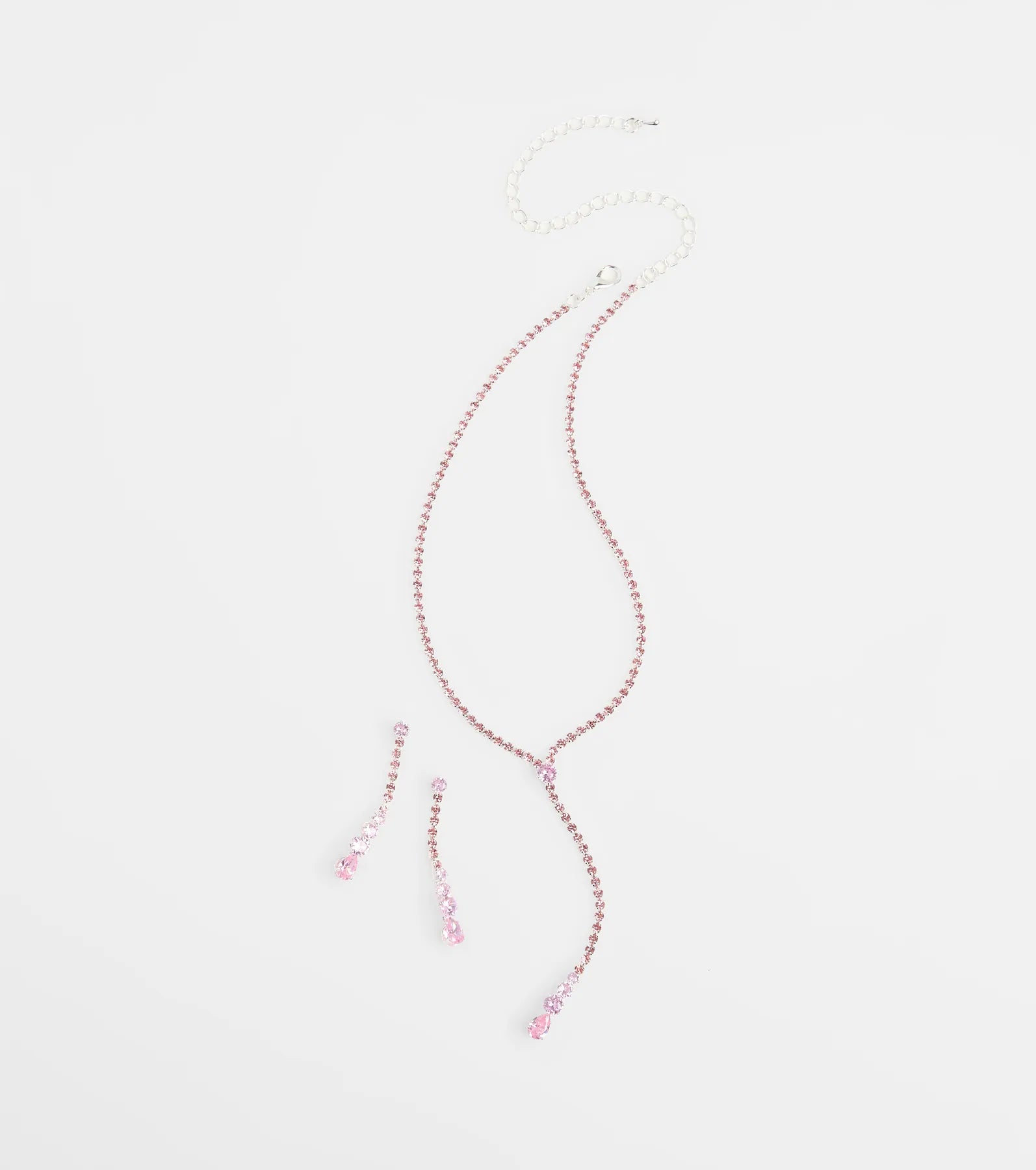 Delicate Shine Rhinestone Lariat Earring Set