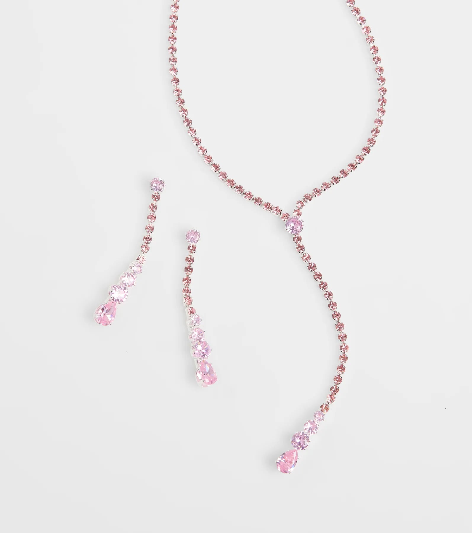 Delicate Shine Rhinestone Lariat Earring Set