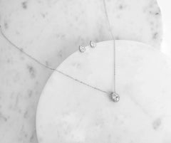 Cubic Zirconia Teardrop Necklace And Studs