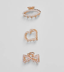 Luxe Locks Faux Pearl Three Pack Hair Clip Set