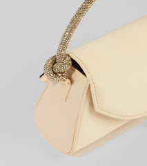 Glam Aspiration Rhinestone Strap Satin Handbag