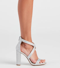 There She Glows Rhinestone Block Heels