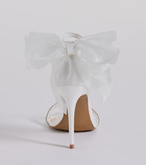 Sweet Glam Bow Detail Rhinestone Strap Stiletto Heels