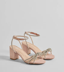 Shine In The Spotlight Rhinestone Bow Block Heels